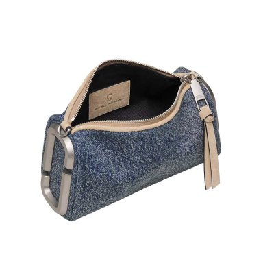 THE DENIM SUEDE SNAPSHOT SHOULDER BAG